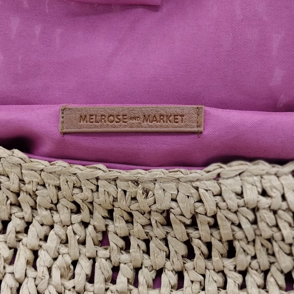 Melrose and Market Woven Envelope Clutch Pink Lined Boho Resortcore Vacation Bag - Picture 4 of 9